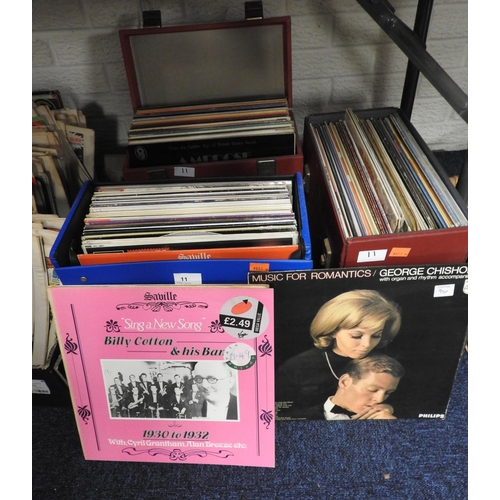 11 - Three boxes of mixed LP records including jazz and musicals etc.