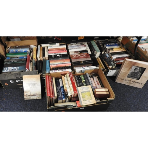 110 - Five boxes of modern books including Second World War interest, general interest books and Alexender... 