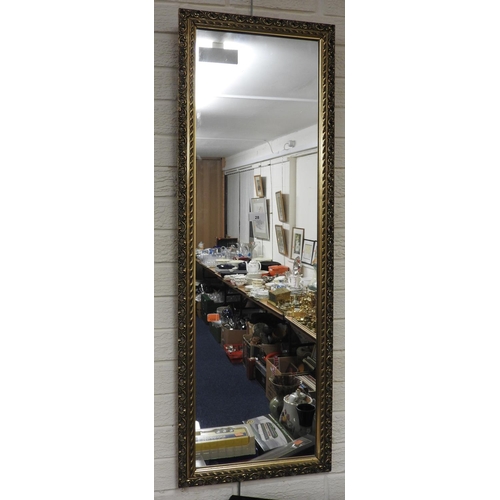 28 - Rectangular gilt framed hall mirror, size 109cm x 37cm