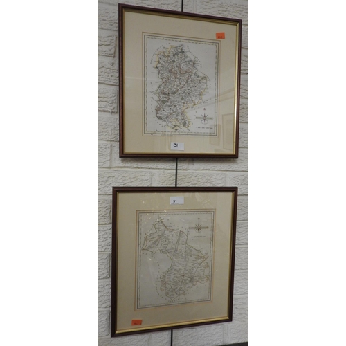 31 - Two John Cary engraved maps of Cambridgeshire and Bedfordshire dated 1787