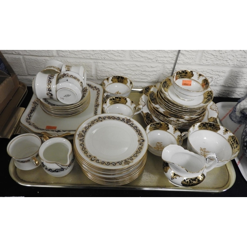 4 - Tuscan and Cauldon gilt printed tea wares (1 tray)