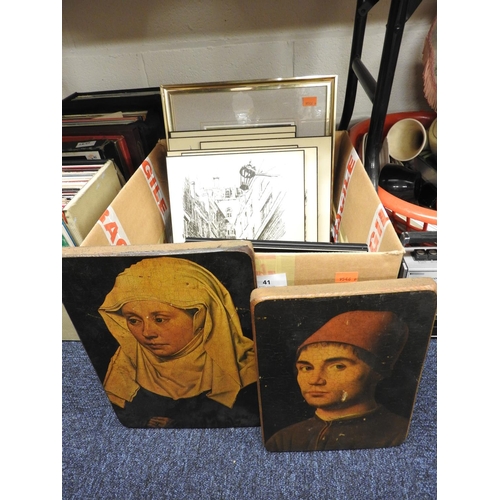 41 - Small box of prints including six famous London street scenes, old masters etc.
