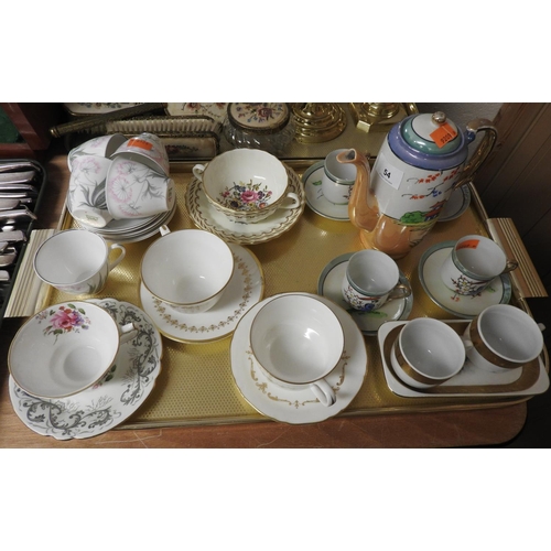 54 - Small amount of ceramics including a Japanese coffee set, Shelley Pastoral pattern coffee wares, fur... 
