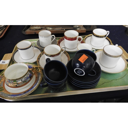 68 - Spode cups and saucers being mixed patterns and Arabia Finland coffee cups and saucers (1 tray)