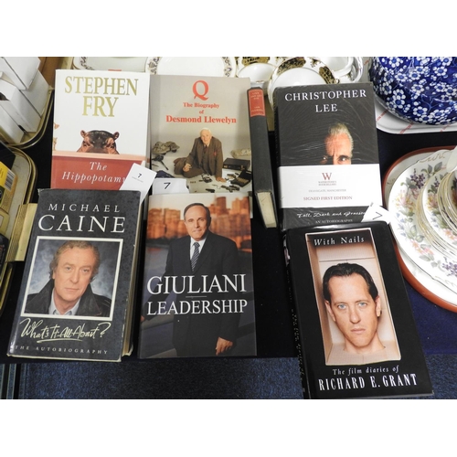 7 - Six signed books including first edition autobiographies by Michael Caine and Christopher Lee, Rudol... 