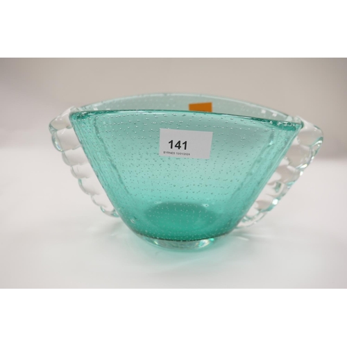 141 - Heavy green glass bowl in the Scandinavian style (unsigned)