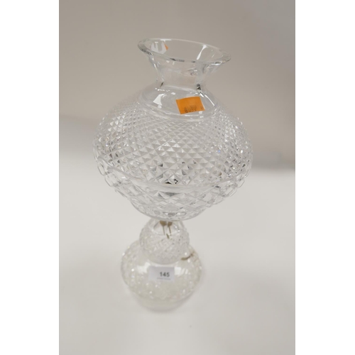145 - Cut glass table lamp, height 35cm