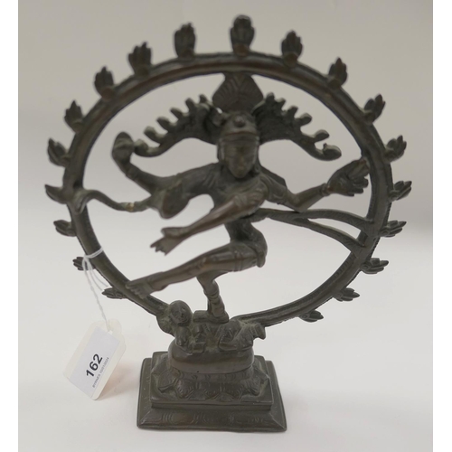 162 - Indian bronze altar figure The Dancing Lord Shiva 'Nataraja', height 21.5cm