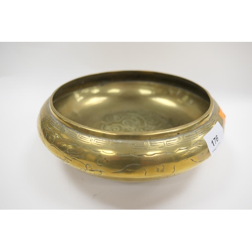 176 - Chinese brass shallow inverted bowl