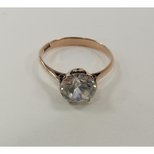 264 - 9ct gold and white gem stone solitaire ring, ring size Q, gross weight approx. 2.3g