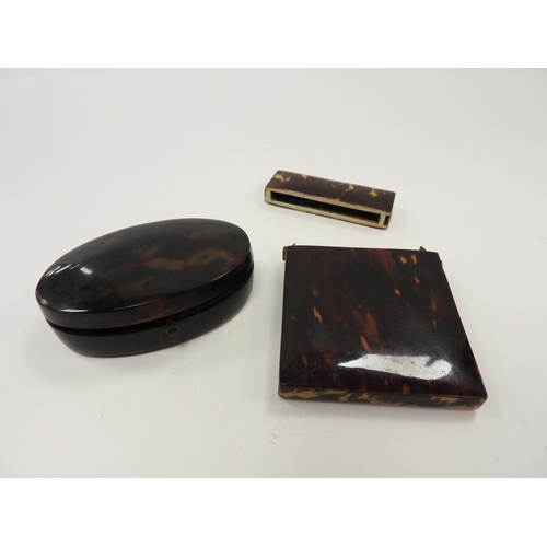 293 - Early 19th Century tortoiseshell snuff box; also tortoiseshell calling card case