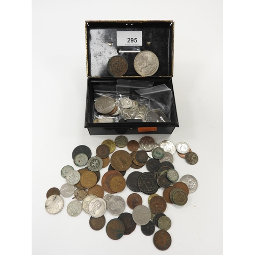 295 - Assortment of British and world coins including a George III half Crown 1816 (large bust), George VI... 