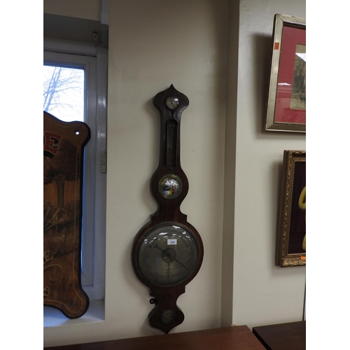 374 - Early Victorian rosewood wheel barometer