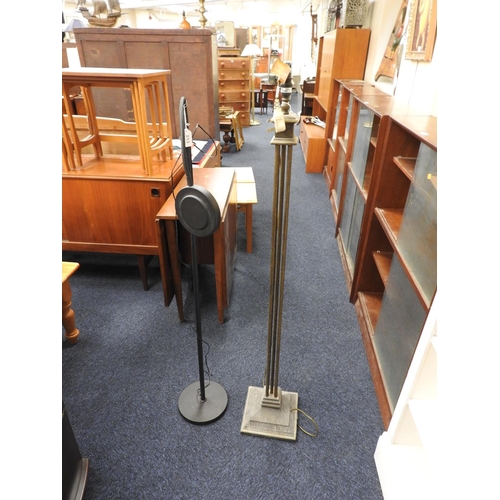 397 - Bronzed finish cluster column standard lamp; also a modern flexible reading standard lamp (2)