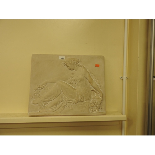 425 - Cast bas-relief wall plaque featuring Flora, width 47cm