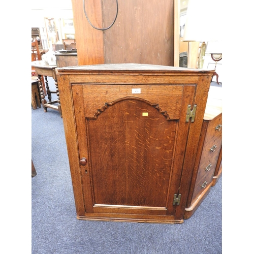 439 - 19th Century oak flat front hanging corner cupboard