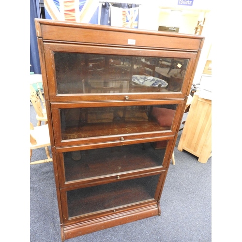 449 - Mahogany four tier bookcase in the style of Globe Wernicke, width 87cm, height 150cm