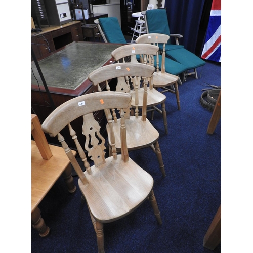 451 - Set of four Victorian style beech spindle back kitchen chairs