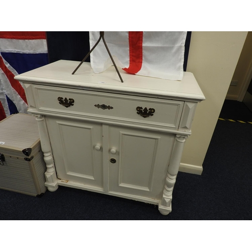 455 - White painted Victorian style side cabinet