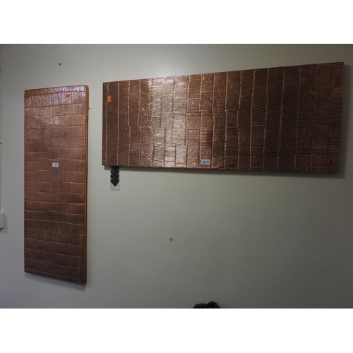 460 - Pair of unusual handworked copper panels in the Modernist style