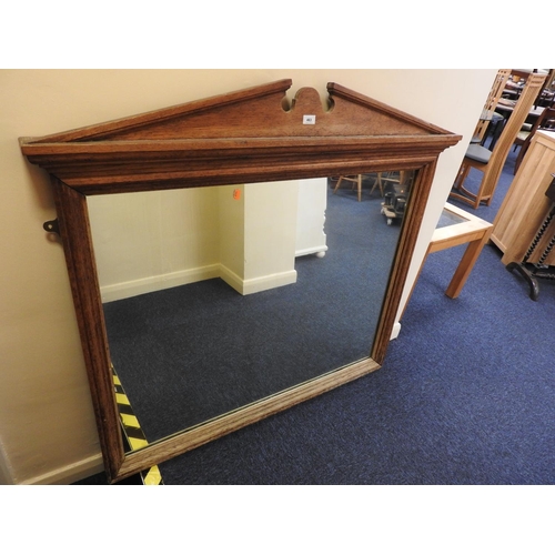 463 - Architectural style oak framed over mantel mirror, width 128cm, height 120cm