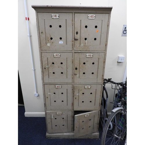 474 - Unusual cabinet, possibly a pigeon fancier's bird loft, with numbered doors, height 176m