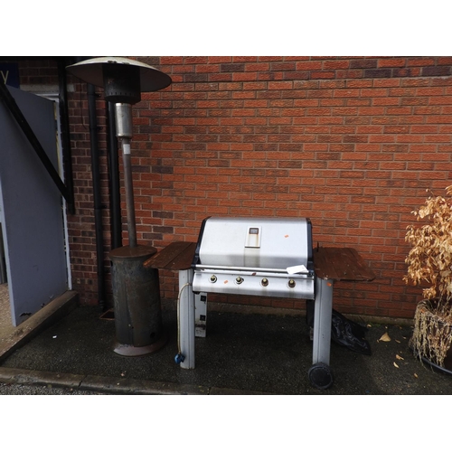 481 - John Lewis stainless steel gas barbeque with a patio heater