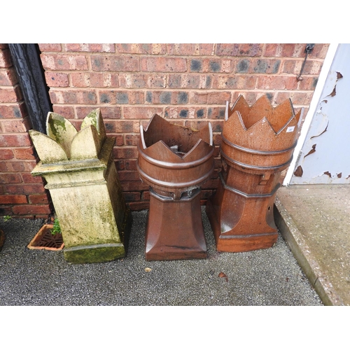 483 - Three crown top chimney pots