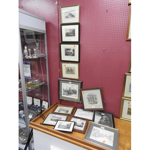 504 - Number of framed engravings including Welsh scenes and a view of Beeston Castle (13)