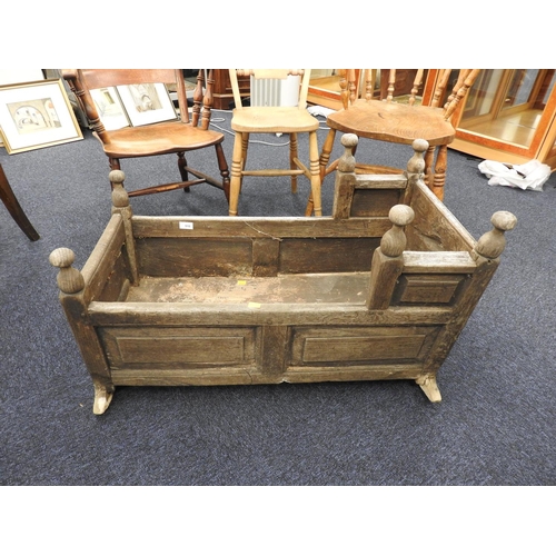 510 - Oak joined crib carved with a date 1737