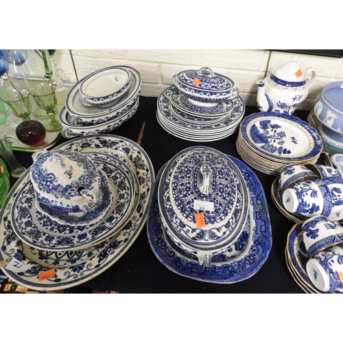 21 - Assortment of blue and white ceramics including Booths Indian Ornament dinner wares, Royal Doulton B... 