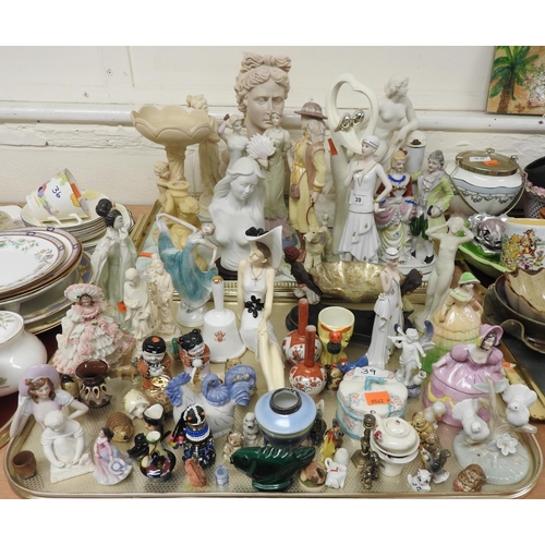 39 - Assortment of collectables including Parian ware, Una and the lion, resin bust of a Roman figure, fu... 
