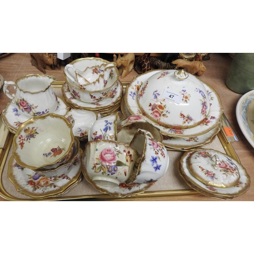 47 - Hammersley floral and gilt printed dinner and tea wares, pattern no. 12668, some with damages