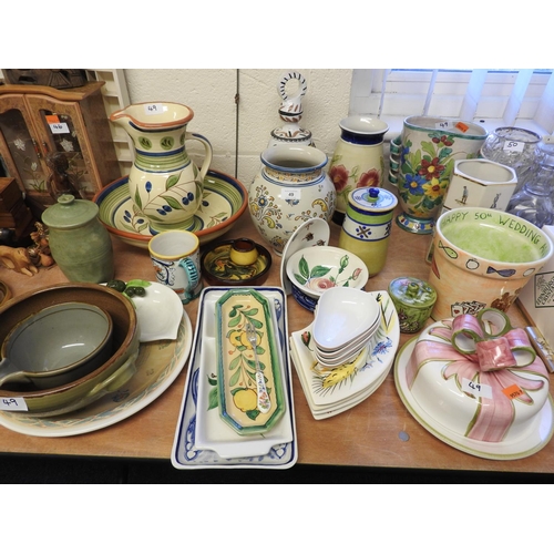 49 - Assortment of ceramics and stoneware including pouring bowls, water jug and hand bowl, vases, decora... 
