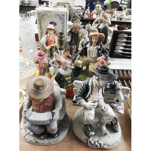 85 - Mixed collectables including Capodimonte, boxed Leonardo Collection figure, continental table lamp, ... 