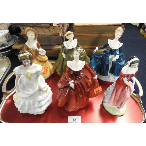 95 - Six Royal Doulton figurines including 'Geraldine', 'Sandra' and 'Gemma'