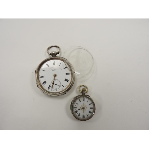 274 - Edwardian silver open faced pocket watch, the Express English Lever, hallmark Chester 1901; also a l... 