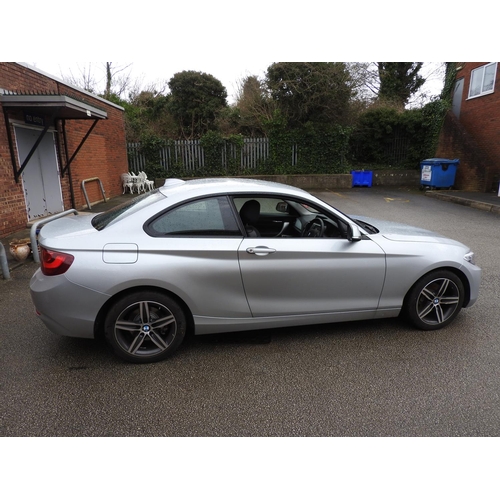 318 - BMW 220i Sports Coupe motor car, registration DG15 NKH, finished in silver, 6567 recorded miles from... 