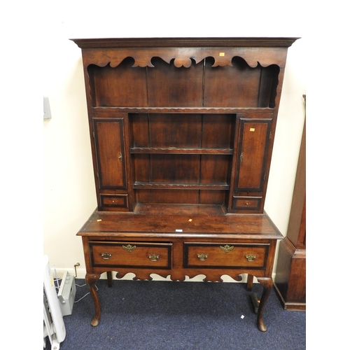 320 - Oak and mahogany banded small dresser and plate rack in the Georgian style, height 180cm, width 122c... 