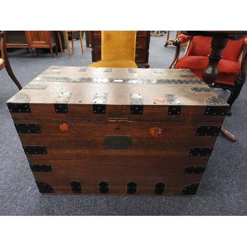 326 - Victorian oak and metal bound silver chest, width 76cm, height 51cm