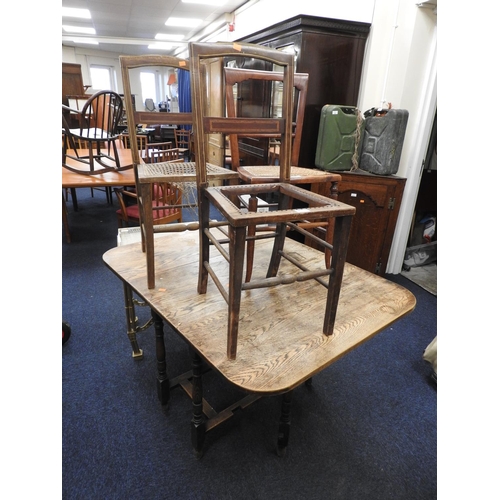 472 - Oak gateleg table, three Victorian bedroom chairs (4)