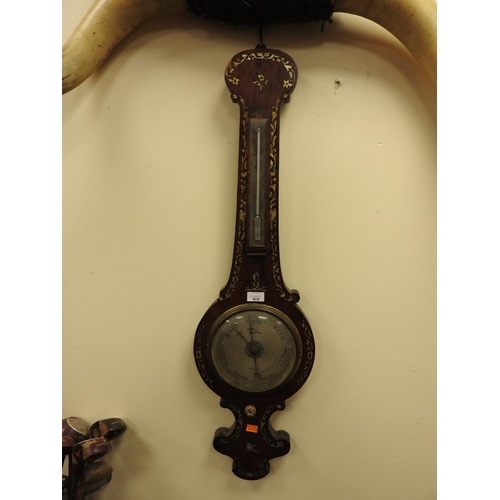 474 - Victorian rosewood and mother-of-pearl inlaid wheel barometer by Fraser of Wrexham