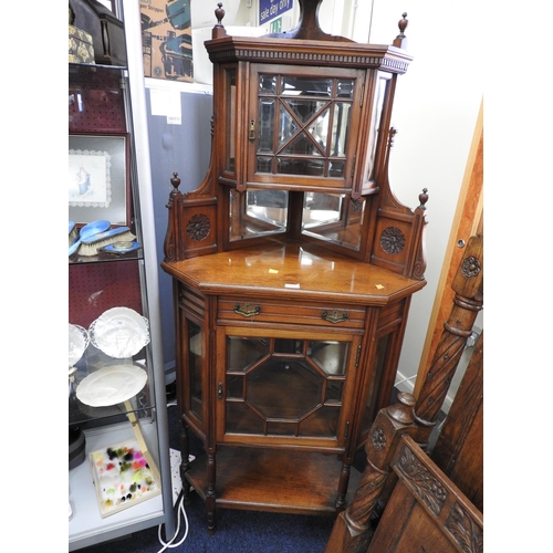 509 - Quality Victorian walnut corner display cabinet in the Aesthetic taste, circa 1880, width 79cm, heig... 