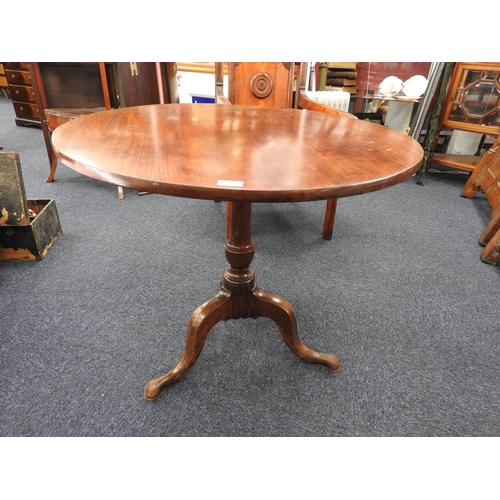 513 - 19th Century mahogany tilt top tripod table, 86cm diameter