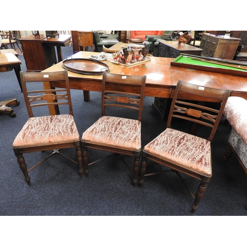 522 - Three George III mahogany bar back dining chairs