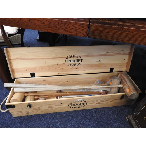 535 - Jaques part croquet set with some earlier mallets, boxed