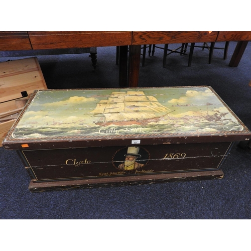 537 - Decorative reproduction painted mariner's chest, width 111cm