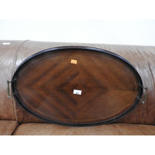 538 - Edwardian mahogany oval serving tray