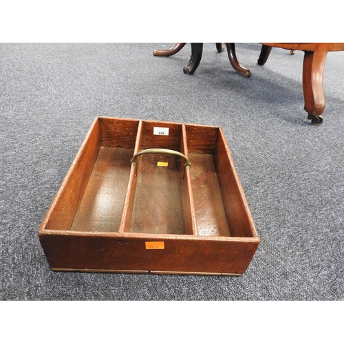 539 - 19th Century mahogany cutlery tray, 35.5cm x 31cm