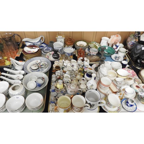 61 - Good quantity of mixed collectables including a boxed Royal Crown Derby butter dish and knife, Meiss... 